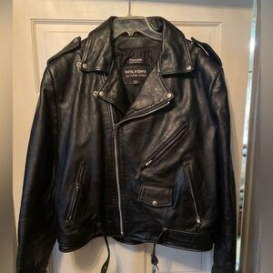 Wilsons Vintage Leather Black Bike/Moto Jacket XXL